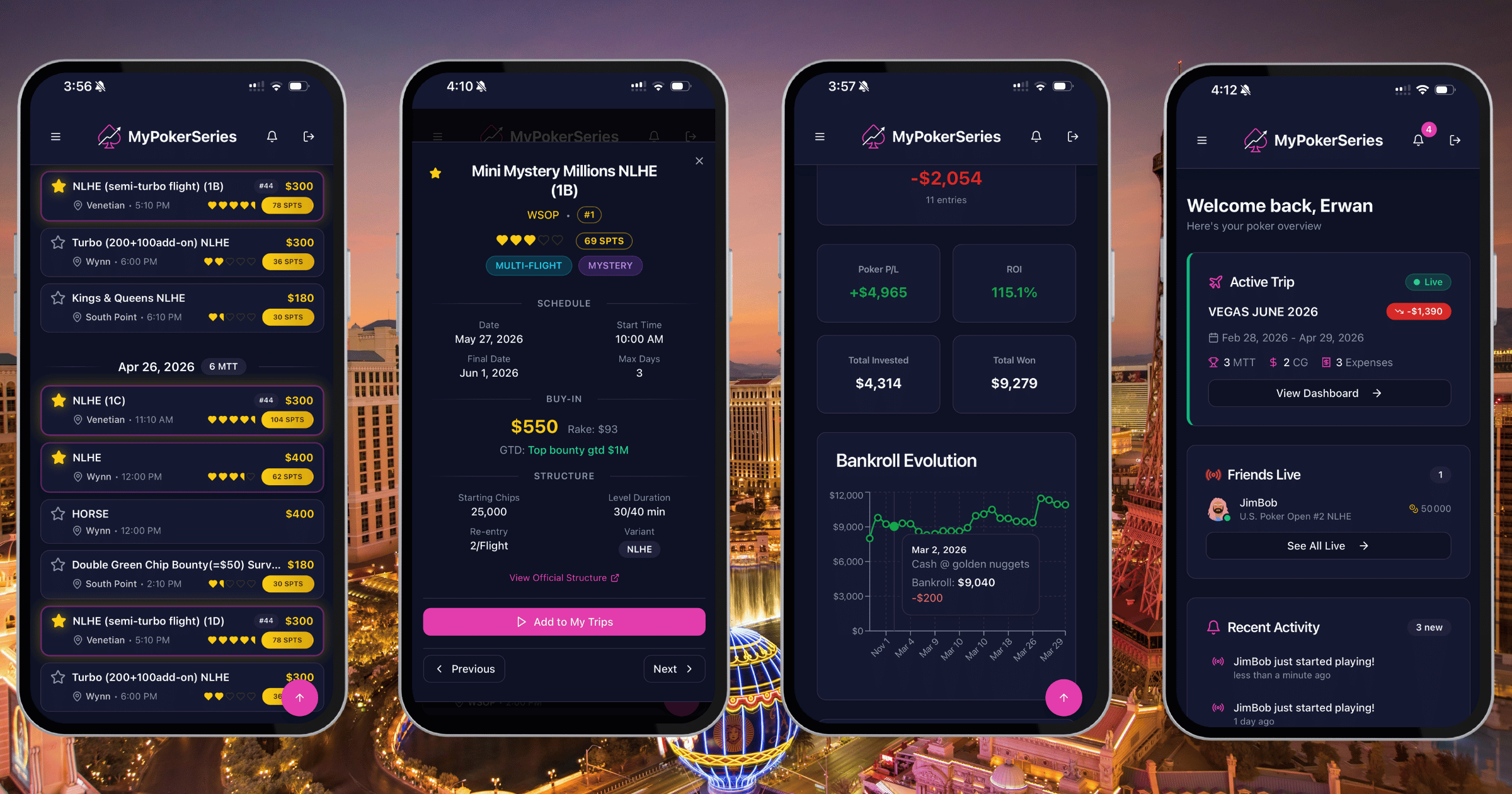 MyPokerSeries App Las Vegas Tournament Calendar
